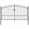 Poarta de gard cu usa dubla, varf ascutit, negru, 3x2 m, otel