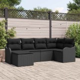 VidaXL Set de canapele pentru grădină cu pernă 6 pcs Negru Rattan poli 3354442