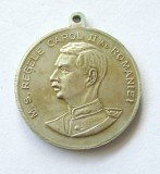 u711 MEDALIA MINISTERUL INSTRUCTIUNII PREMIUL III REGELE CAROL II BRONZ ARGINTAT anii 1930 STARE EXCELENTA