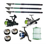 Set pescuit sportiv cu 3 lansete de 2.4m , 3 mulinete, 3 fire Cool Angel si juvelnic, EAST SHARK