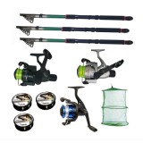 Set pescuit sportiv cu 3 lansete de 2.4m , 3 mulinete, 3 fire Cool Angel si juvelnic