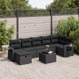Cumpara ieftin Gossi set mobilier de gradina cu perne, 8 piese, negru, poliratan