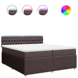 Cumpara ieftin Pat box spring cu saltea, maro inchis, 200x200 cm, textil