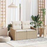 Sofa de gradina cu 2 locuri Gossi cu depozitare si perne bej din ratan poliester