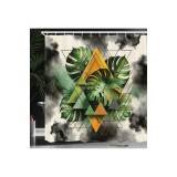 Perdea de duș rezistentă la apă cu frunză de Monstera, triunghi abstract &ndash; camel, gri, verde ferigă 175 x 200 cm