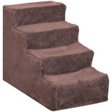 PawHut Scăriță pentru C&acirc;ini Portabilă cu 4 Trepte, Scară pentru Animale Domestice, 60x35x44 cm, Gri Deschis | Aosom Romania