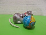 JUCARIE veche de colectie din tabla US ZONE - GERMANY , pisica cu glob pamantesc