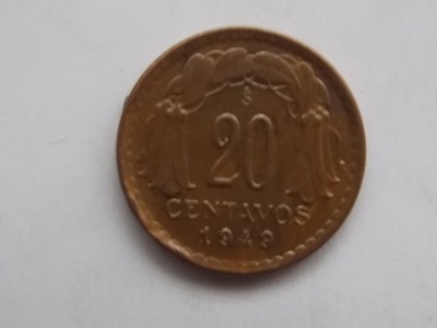 20 CENTAVOS 1949 CHILE foto