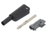 Banană neagră 4mm 19A 1kV cu izolație și soclu axial