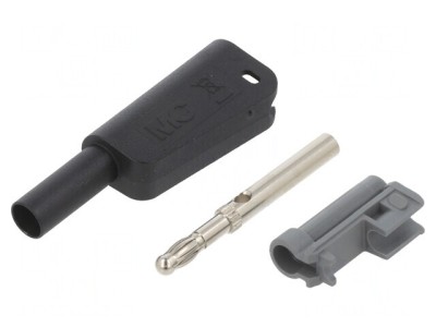 Banană neagră 4mm 19A 1kV cu izolație și soclu axial foto