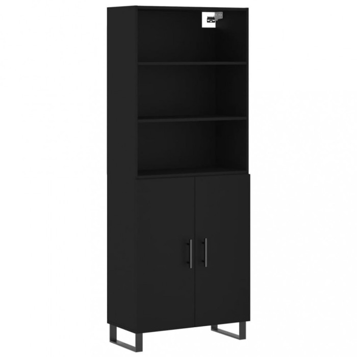 Dulap inalt, negru, 69,5x34x180 cm, lemn compozit