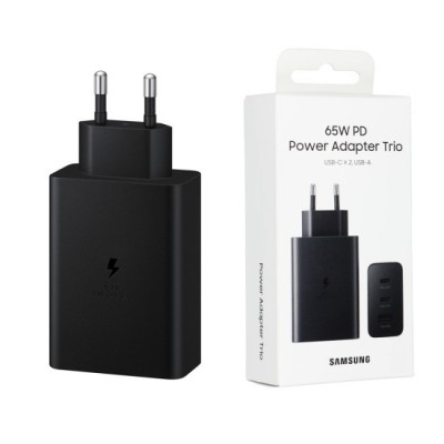 Incarcator Priza 2x Type-C/USB PPS, PD 65W, QC 3.0, AFC, FCP - Samsung (EP-T6530NBEGEU) - Black (Blister Packing) foto