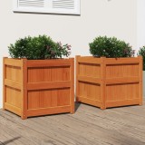VidaXL Jardiniere de grădină, 2 buc., maro ceruit, lemn masiv de pin 837419