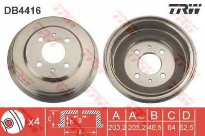 Tambur frana HYUNDAI ACCENT II limuzina (LC) (1999 - 2006) TRW DB4416 foto