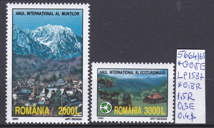 2002 Anul Internațional al Muntelui și Ecoturismului LP1587 MNH Pret 1+1Lei