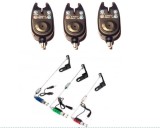 Set 3 Avertizori Pescuit + 3 Swingere LED, Impermeabili, Reglaj Ton/Volum/Sensibilitate, Mufa Jack, Baterii Incluse