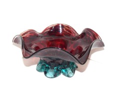 Fructieră semicristal fuzionat, polilobată, suflată manual - Murano style