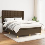 vidaXL Pat box spring cu saltea, maro &icirc;nchis, 140x200 cm, textil