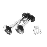 Claxon cu 2 trompete 12/24V pentru compresor de aer, cromat, cu flanse de montaj