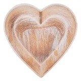 Platou Decorativ Inimă, Lemn, Culoare Naturală cu Finisaj Alb, Dimensiuni 24.5x25.3x3.5cm, Oem