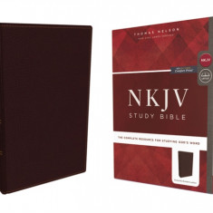 NKJV Study Bible, Premium Bonded Leather, Burgundy, Red Letter Edition, Comfort Print: The Complete Resource for Studying God's Word