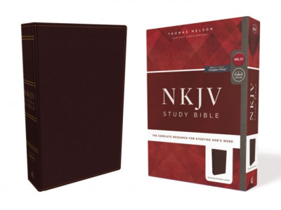 NKJV Study Bible, Premium Bonded Leather, Burgundy, Red Letter Edition, Comfort Print: The Complete Resource for Studying God&amp;#039;s Word foto