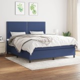 VidaXL Pat box spring cu saltea, albastru, 180x200 cm, material textil