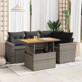 vidaXL Set canapea de grădină cu perne, 5 piese, gri, poliratan 3327035