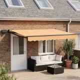 Cumpara ieftin Copertina manuala cu LED solar 4 x 3 m Nisipiu 100% Polyester