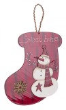 Cumpara ieftin Decoratiune suspendabila din lemn rosu alb model Om de Zapada 21x1x34 cm
