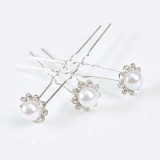 Set 3 ace coc cu flori si perle albe