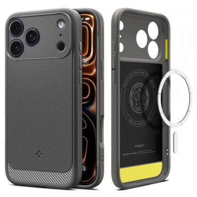 Husa MagSafe pentru Apple iPhone 17 Pro Max, Spigen, Rugged Armor, Gri foto