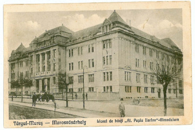 254 - Tg. MURES, Liceul Papiu Ilarian - old postcard - unused foto