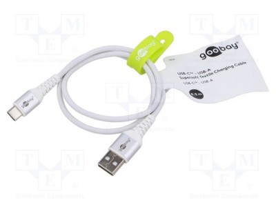 Cablu USB 2.0 A la C 0,5m alb 60W 3A Goobay foto