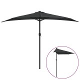 Cumpara ieftin Umbrela de balcon tija aluminiu negru 300x155x223cm semirotund