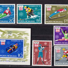 ROMANIA 1976 LP 901 LP 902 OLIMPIADA DE IARNA INNSBRUCK SERIE+COLITA MNH