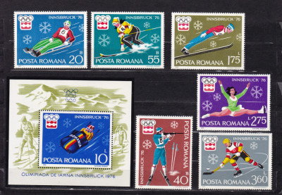 ROMANIA 1976 LP 901 LP 902 OLIMPIADA DE IARNA INNSBRUCK SERIE+COLITA MNH foto