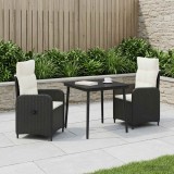 Cumpara ieftin Set masa de canapea 3 buc. Negru si Alb crem 80 x 80 x 74 cm