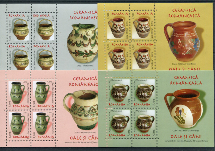 2007 , ROMANIA , Lp 1776 a , Ceramica Romaneasca , blocuri de 4 timbre - MNH