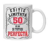 Cana alba personalizata &quot;editie limitata - perfecta&quot;, 50 ani, INOVATIX&reg;. 330ml, Oem