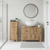 Cumpara ieftin Set de dulapuri pentru baie, 2 piese ALKMAAR Stejar Artizanal