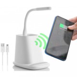 Incarcator Wireless Hessa 5-in-1 cu Lampa LED, Suport Telefon, Organizator Birou, 2x USB