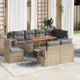 Gossi set canapele de gradina, 9 piese, cu perne, bej, poliratan