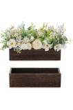 Aranjamente florale din lemn, cutie rectangulară pentru flori: 2 bucăți, aranjament de masă de 30 cm, vază din lemn, maro rustic