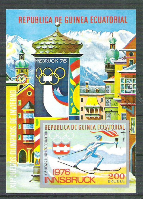 Eq. Guinea 1975 Olympics, imperf. sheet, used M.012