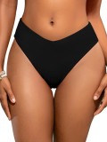 Chiloți de bikini cu talie &icirc;naltă, decupaj &icirc;n V, control al abdomenului &ndash; Negru S