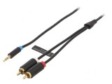 Cablu audio Jack 3,5mm la RCA x2, 10m, placare aurită, negru
