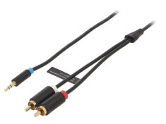 Cablu audio Jack 3,5mm la RCA x2, 10m, placare aurita, negru foto
