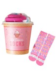 1x Pereche Sosete, GREENOVIVE&reg;, Model Ice Cream, Design Unic, Unisex, Bumbac, Marime Universala