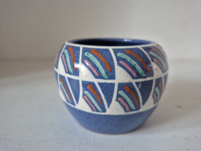 Bol ceramic, Art Pottery, Artist made, semnat, 7cm inaltime